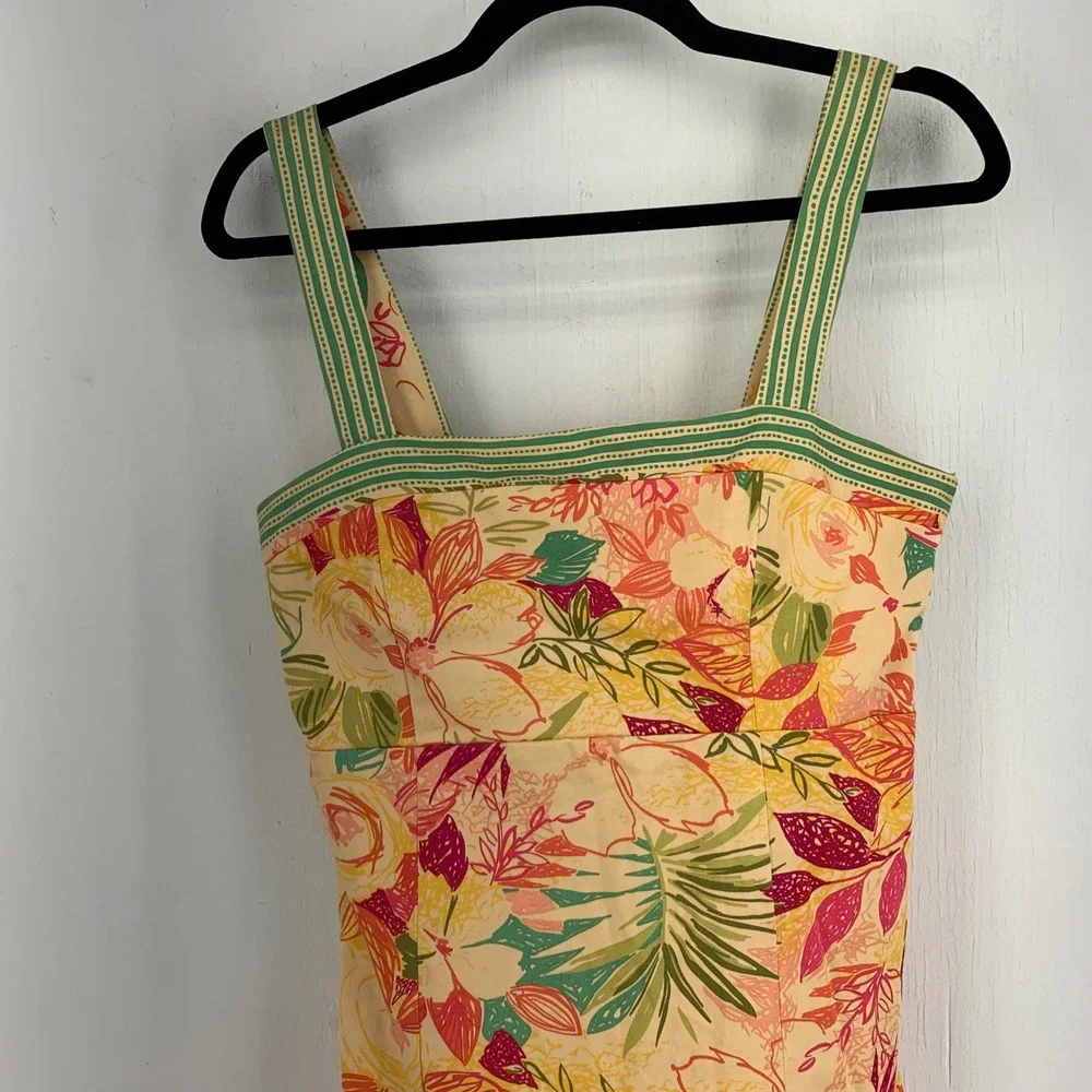 R&K Originals Womens 12 Tropical Floral Tiered Sun Dress Y2K 90s Resortwear